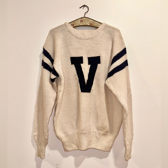 VINTAGE 80s Collegiate Traditions Inc HEAVYWEIGHT 100% Wool Varsity Sweater L